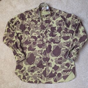 Vintage Cabela's Brown Tan Green Hunting Camo Button Down Shirt